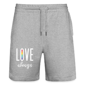 Mois de la fierté LGBT - Love Always - Short de jogging bio TRAINER Stanley/Stella unisexe - gris chiné - Devant - Nik (191cm) & Marisol (170cm)