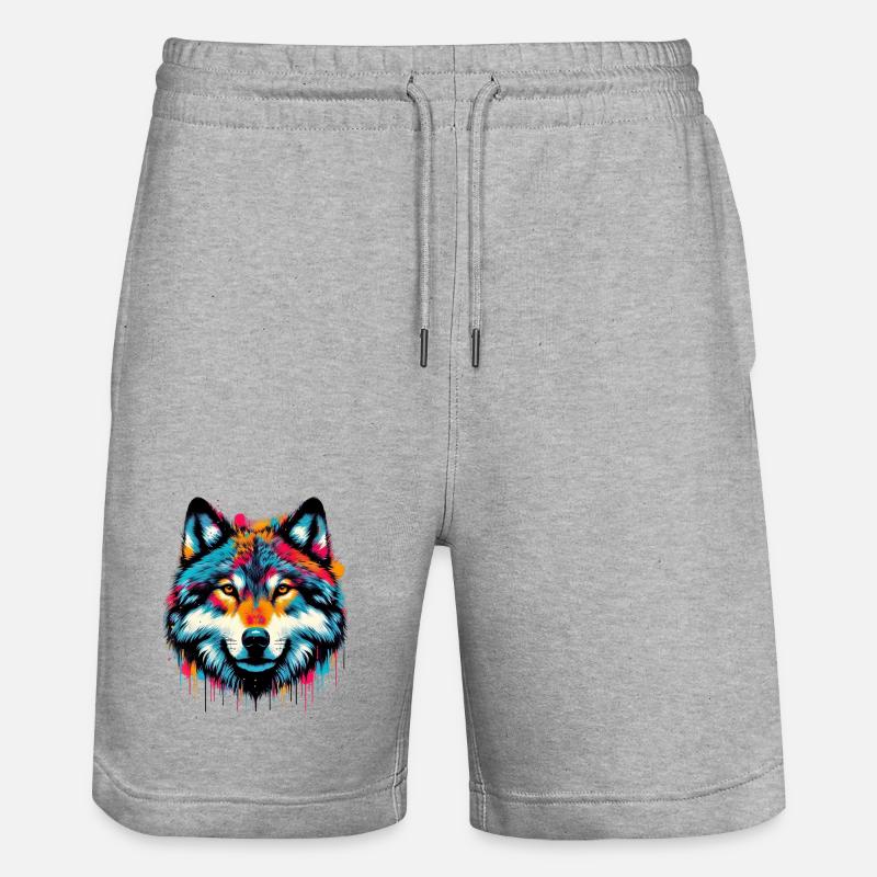 Wolf - Stanley/Stella Trainer Unisex Organic Jogging Shorts - heather grey