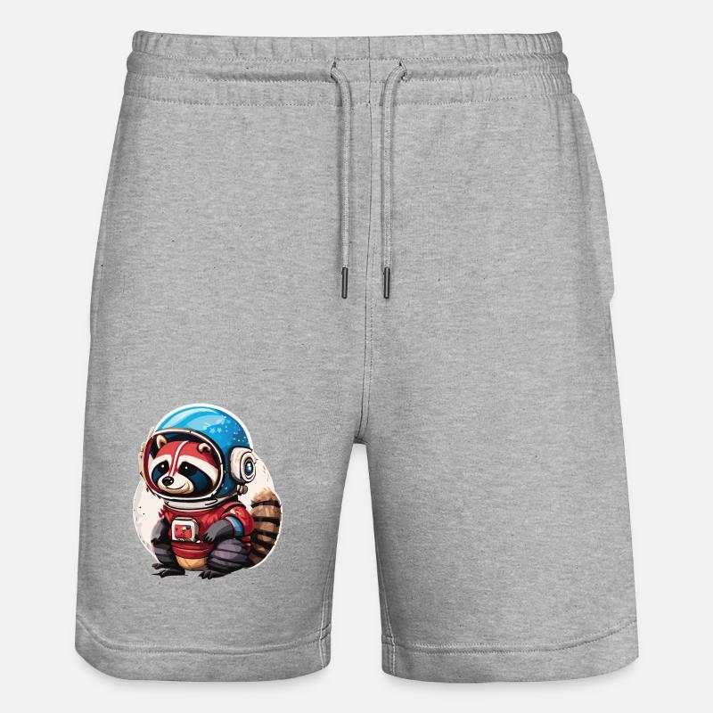 Spaceman raton laveur avec smartphone - Short de jogging bio TRAINER Stanley/Stella unisexe - gris chiné