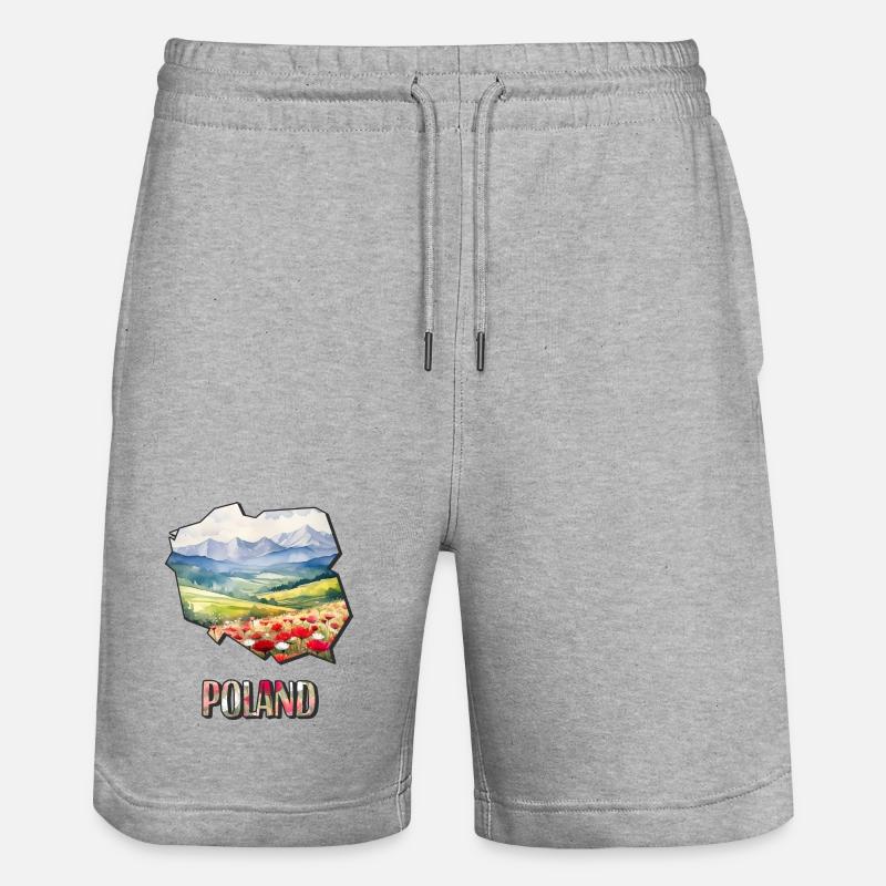 Carte à l’aquarelle Pologne - Short de jogging bio TRAINER Stanley/Stella unisexe - gris chiné