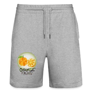 Orange Fruits - Stanley/Stella Trainer Unisex Organic Jogging Shorts - heather grey - Front - Nik (191cm) & Marisol (170cm)