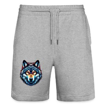 Wolf - Stanley/Stella Trainer Unisex Organic Jogging Shorts - heather grey - Front - Nik (191cm) & Marisol (170cm)