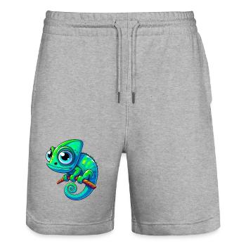 Caméléon - Short de jogging bio TRAINER Stanley/Stella unisexe - gris chiné - Devant - Nik (191cm) & Marisol (170cm)