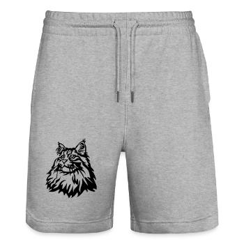 Norwegische Waldkatze - Stanley/Stella Unisex Bio Joggingshorts Trainer  - Grau meliert - Vorne - Nik (191cm) & Marisol (170cm)