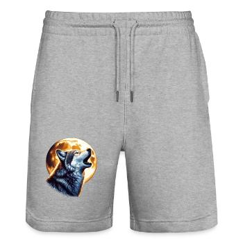 Wolf - Stanley/Stella Trainer Unisex Organic Jogging Shorts - heather grey - Front - Nik (191cm) & Marisol (170cm)