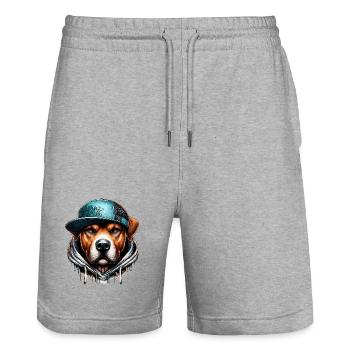 Dog - Stanley/Stella Trainer Unisex Organic Jogging Shorts - heather grey - Front - Nik (191cm) & Marisol (170cm)