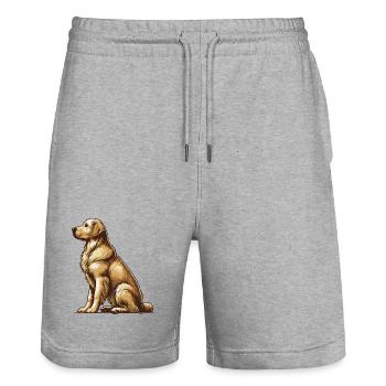 Golden Retriever - Stanley/Stella Trainer Unisex Organic Jogging Shorts - heather grey - Front - Nik (191cm) & Marisol (170cm)