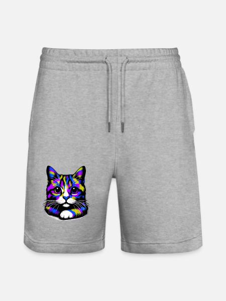 Cat - Stanley/Stella Trainer Unisex Organic Jogging Shorts - heather grey