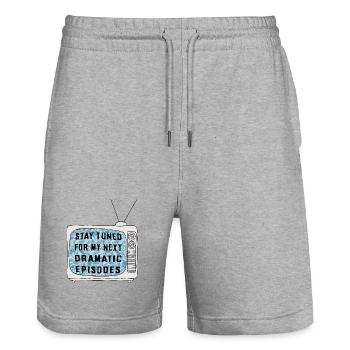 Restez à l’écoute - Short de jogging bio TRAINER Stanley/Stella unisexe - gris chiné - Devant - Nik (191cm) & Marisol (170cm)