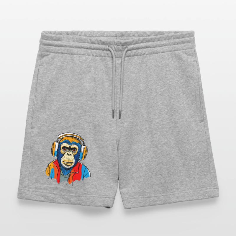 Monkey with headphones Stanley/Stella Trainer Unisex Organic Jogging Shorts