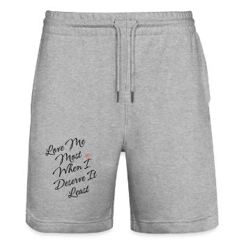 Skurriles Herzlinien-Kunstdesign - Stanley/Stella Unisex Bio Joggingshorts Trainer  - Grau meliert - Vorne - Nik (191cm) & Marisol (170cm)