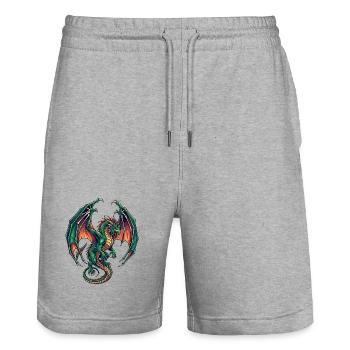 Drachen - Stanley/Stella Unisex Bio Joggingshorts Trainer  - Grau meliert - Vorne - Nik (191cm) & Marisol (170cm)