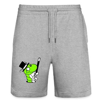 Caterpillar Sir Mr. Rich Monocle Glasses Cylinder Hole - Stanley/Stella Trainer Unisex Organic Jogging Shorts - heather grey - Front - Nik (191cm) & Marisol (170cm)