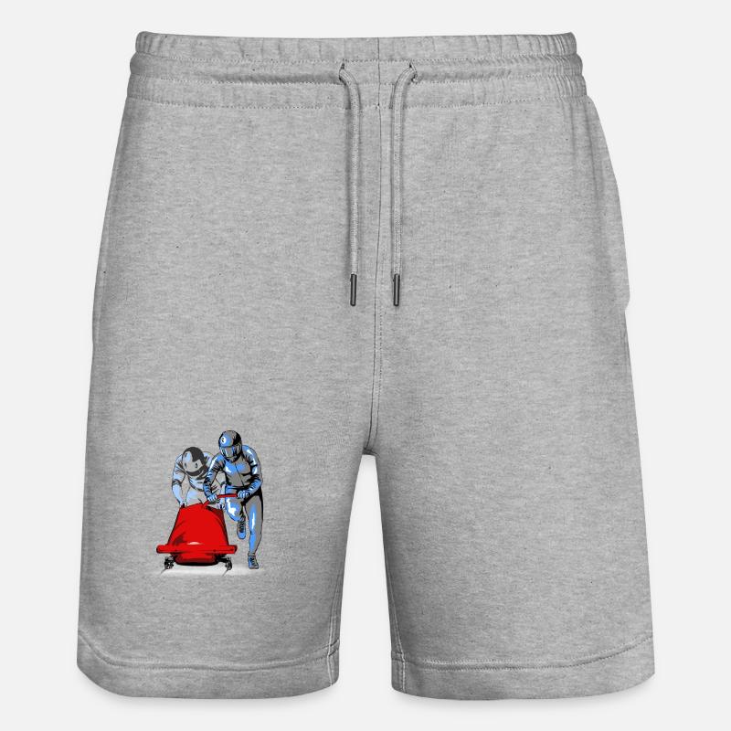 Bobfahrer beim Anschieben am Start - Stanley/Stella Unisex Bio Joggingshorts Trainer  - Grau meliert