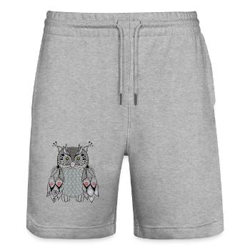  Eule - Stanley/Stella Unisex Bio Joggingshorts Trainer  - Grau meliert - Vorne - Nik (191cm) & Marisol (170cm)