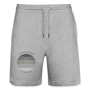 I closed my book to be here Buch Bücher lesen - Stanley/Stella Unisex Bio Joggingshorts Trainer  - Grau meliert - Vorne - Nik (191cm) & Marisol (170cm)
