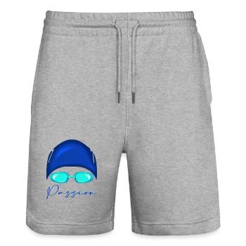 Passion Schwimmen Neon Blau - Stanley/Stella Unisex Bio Joggingshorts Trainer  - Grau meliert - Vorne - Nik (191cm) & Marisol (170cm)