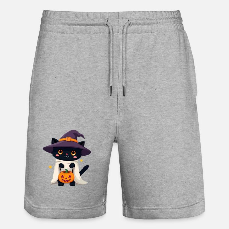 Chat d’Halloween avec citrouille d’Halloween - Short de jogging bio TRAINER Stanley/Stella unisexe - gris chiné