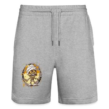 Mumie im Splatter-Look - Stanley/Stella Unisex Bio Joggingshorts Trainer  - Grau meliert - Vorne - Nik (191cm) & Marisol (170cm)
