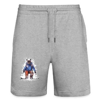 French Bulldog Dog Ski Skiing - Stanley/Stella Trainer Unisex Organic Jogging Shorts - heather grey - Front - Nik (191cm) & Marisol (170cm)