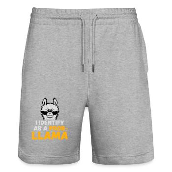 I Identify As A Probllama Cool Lama Problem Spruch - Stanley/Stella Unisex Bio Joggingshorts Trainer  - Grau meliert - Vorne - Nik (191cm) & Marisol (170cm)