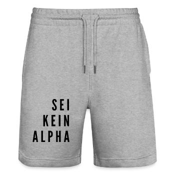 Ne soyez pas un alpha | Design minimaliste - Short de jogging bio TRAINER Stanley/Stella unisexe - gris chiné - Devant - Nik (191cm) & Marisol (170cm)