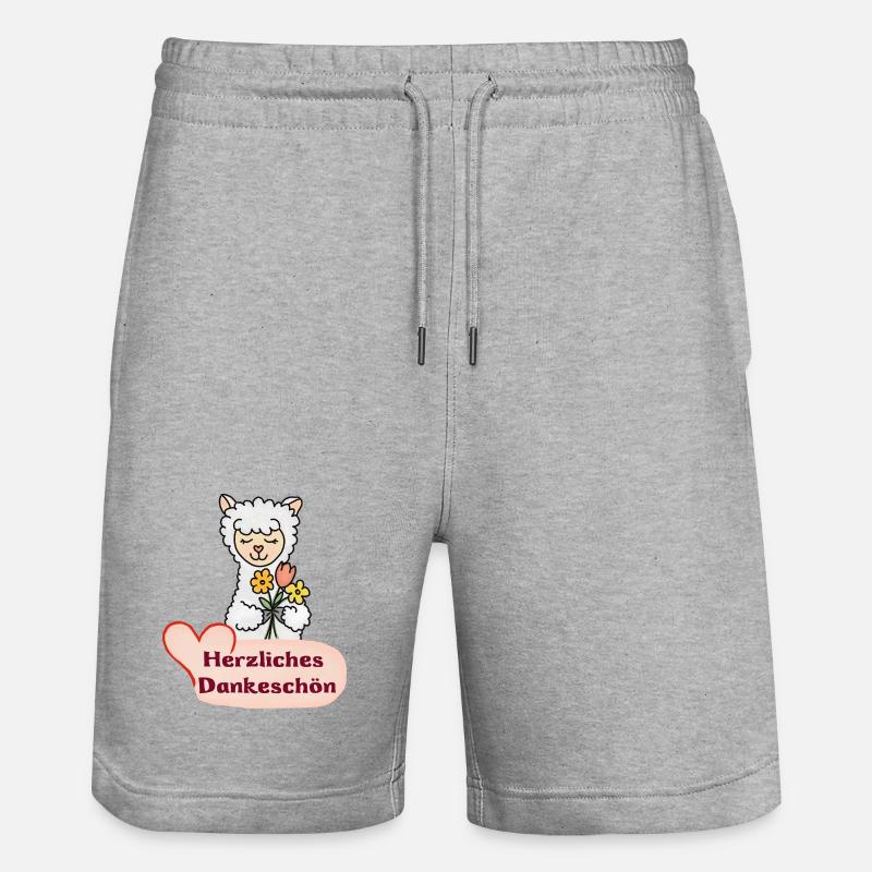 Alpaga fleur : Merci beaucoup - Short de jogging bio TRAINER Stanley/Stella unisexe - gris chiné