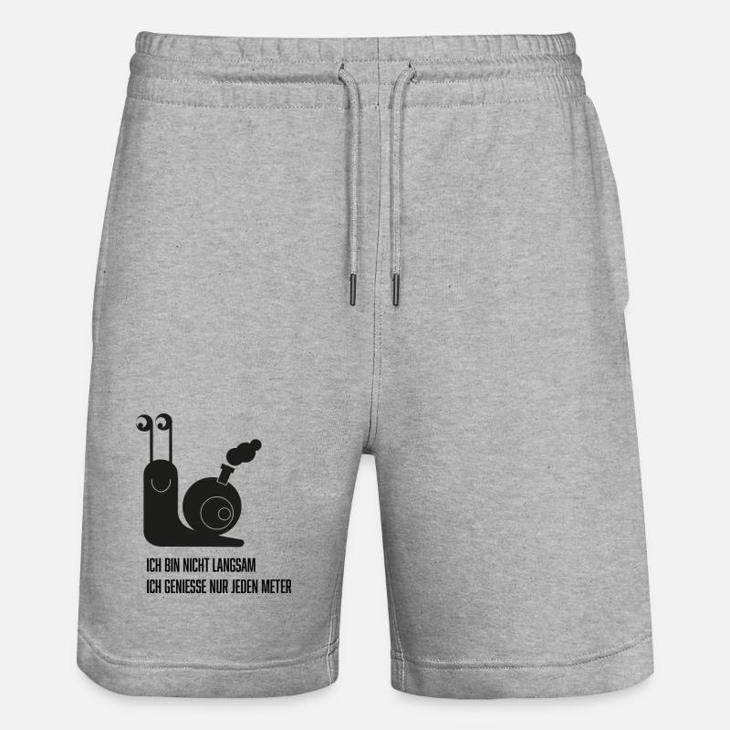Escargot avec une drôle de phrase - Short de jogging bio TRAINER Stanley/Stella unisexe - gris chiné