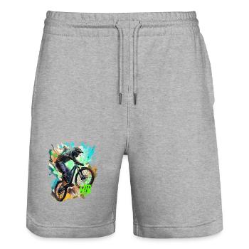 Vélo VTT - Short de jogging bio TRAINER Stanley/Stella unisexe - gris chiné - Devant - Nik (191cm) & Marisol (170cm)