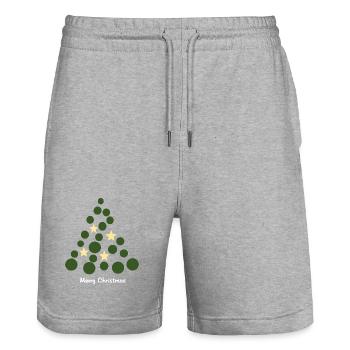 Circle Tree with Stars – Merry Christmas - Stanley/Stella Trainer Unisex Organic Jogging Shorts - heather grey - Front - Nik (191cm) & Marisol (170cm)