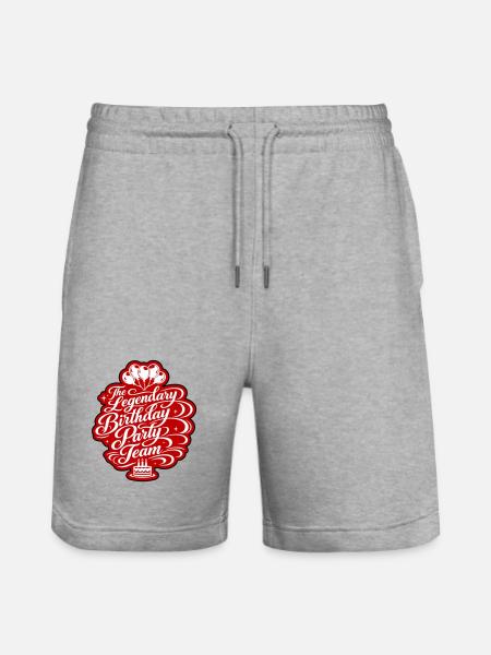 Birthday Party Team Saying - Stanley/Stella Trainer Unisex Organic Jogging Shorts - heather grey