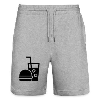 Fast food, burgers, food trucks - Stanley/Stella Trainer Unisex Organic Jogging Shorts - heather grey - Front - Nik (191cm) & Marisol (170cm)