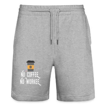 Kein Kaffee, kein Workee - Stanley/Stella Unisex Bio Joggingshorts Trainer  - Grau meliert - Vorne - Nik (191cm) & Marisol (170cm)