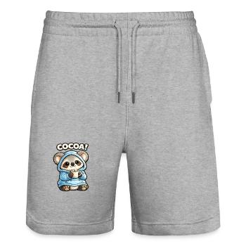 Sweat à capuche Cocoa Panda - Short de jogging bio TRAINER Stanley/Stella unisexe - gris chiné - Devant - Nik (191cm) & Marisol (170cm)