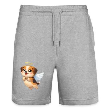 Cute Beagle Angel with Wings Cartoon Lover - Stanley/Stella Trainer Unisex Organic Jogging Shorts - heather grey - Front - Nik (191cm) & Marisol (170cm)