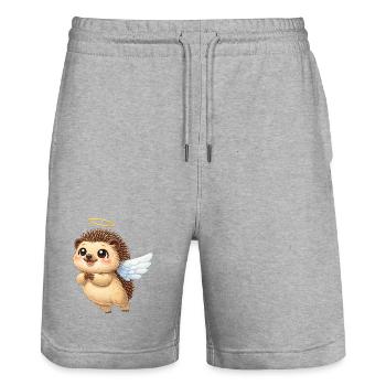 Süßer Igel Cartoon Engel mit Flügeln Freundlich  - Stanley/Stella Unisex Bio Joggingshorts Trainer  - Grau meliert - Vorne - Nik (191cm) & Marisol (170cm)