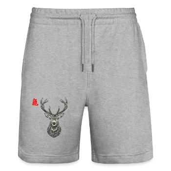 Deer Asian - Stanley/Stella Trainer Unisex Organic Jogging Shorts - heather grey - Front - Nik (191cm) & Marisol (170cm)