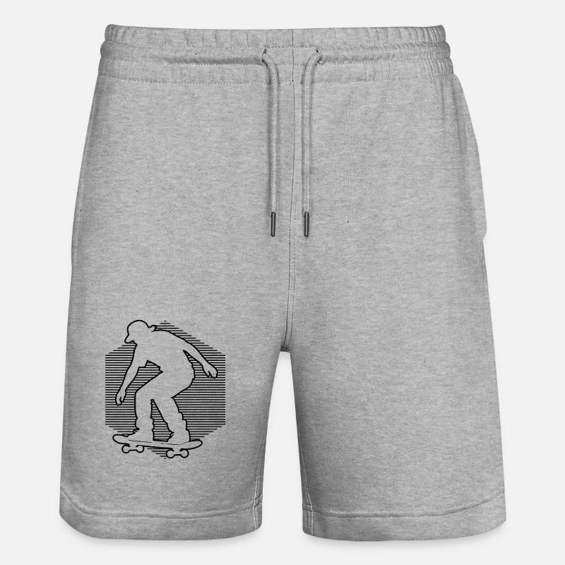 Ambiance skateboard pour les skateurs - Short de jogging bio TRAINER Stanley/Stella unisexe - gris chiné