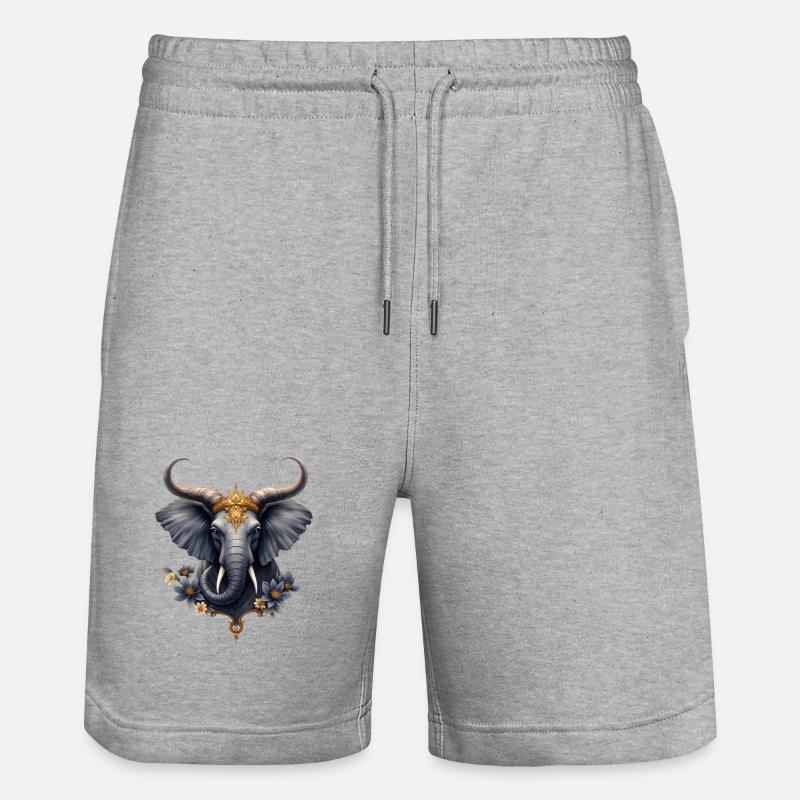 Fleur Bleue Éléphant Impériale - Short de jogging bio TRAINER Stanley/Stella unisexe - gris chiné