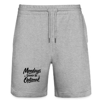 Monday should be optional white - Stanley/Stella Trainer Unisex Organic Jogging Shorts - heather grey - Front - Nik (191cm) & Marisol (170cm)