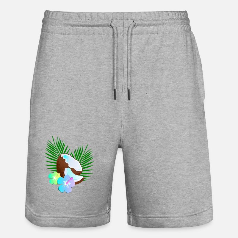Hibiscus des tropiques de l’île Coconut - Short de jogging bio TRAINER Stanley/Stella unisexe - gris chiné