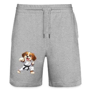 Beagle Hund Kampfsport Karate Japan Tradition - Stanley/Stella Unisex Bio Joggingshorts Trainer  - Grau meliert - Vorne - Nik (191cm) & Marisol (170cm)