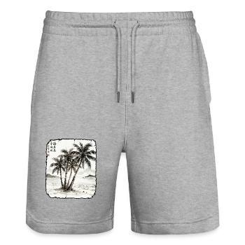Palmen Strand Asiatisch - Stanley/Stella Unisex Bio Joggingshorts Trainer  - Grau meliert - Vorne - Nik (191cm) & Marisol (170cm)