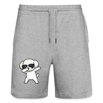 Dabbing Malteser - Stanley/Stella Unisex Bio Joggingshorts Trainer  - Grau meliert - Vorne - Nik (191cm) & Marisol (170cm)