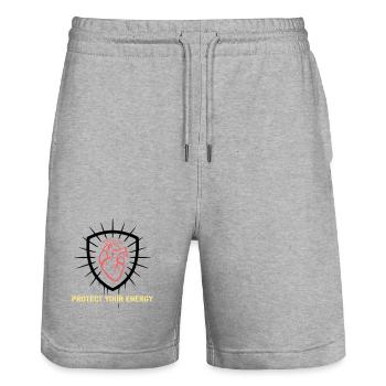 Protect Energy Heart Shield - Stanley/Stella Trainer Unisex Organic Jogging Shorts - heather grey - Front - Nik (191cm) & Marisol (170cm)