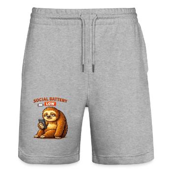 Schlechte Sozialbatterie niedrig - Stanley/Stella Unisex Bio Joggingshorts Trainer  - Grau meliert - Vorne - Nik (191cm) & Marisol (170cm)
