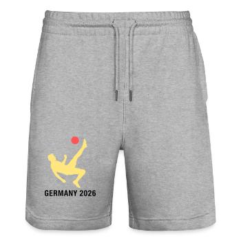 Fußballer 2026 Deutschland Fan - Stanley/Stella Unisex Bio Joggingshorts Trainer  - Grau meliert - Vorne - Nik (191cm) & Marisol (170cm)