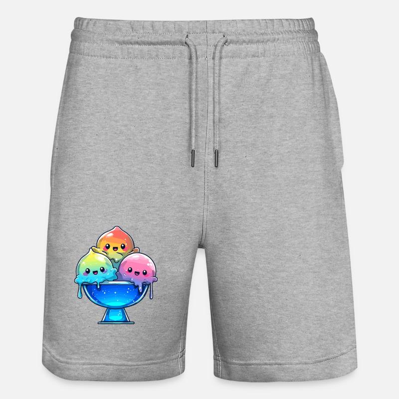 Regenbogen Eis-Trio in Schale - Stanley/Stella Trainer Unisex Organic Jogging Shorts - heather grey