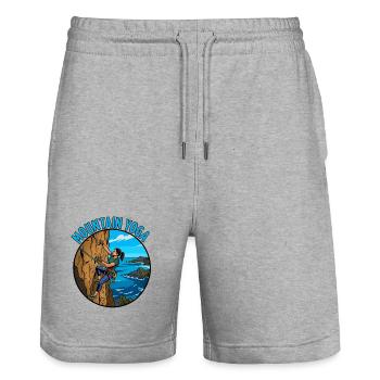 Yoga de montagne sur les falaises - Short de jogging bio TRAINER Stanley/Stella unisexe - gris chiné - Devant - Nik (191cm) & Marisol (170cm)