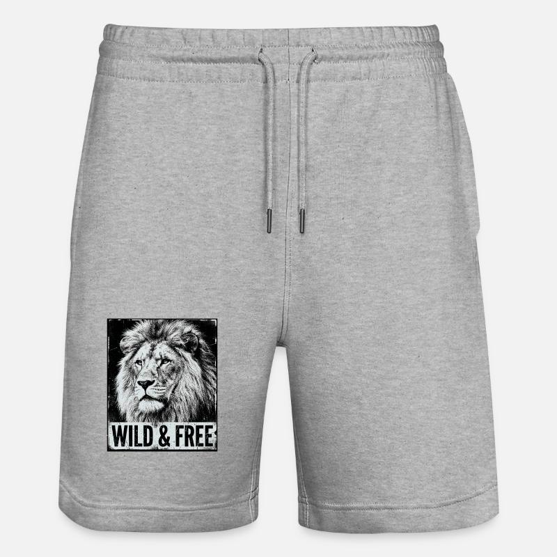 Lion sauvage et libre - Short de jogging bio TRAINER Stanley/Stella unisexe - gris chiné